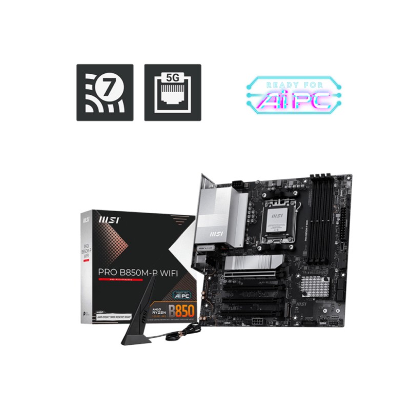 Osnovna plošča AM5 MSI PRO B850M-P WIFI microATX HDMI DisplayPort MSI Osnovna plošča AM5 MSI PRO B850M-P WIFI microATX HDMI DisplayPort