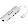 HUB USB-C => 2xUSB3.0 USB-C(PD 61W) HDMI čitalec kartic SD RJ45 Sandberg (136-18) SANDBERG HUB USB-C => 2xUSB3.0 USB-C(PD 61W) HDMI čitalec kartic SD RJ45 Sandberg (136-18)