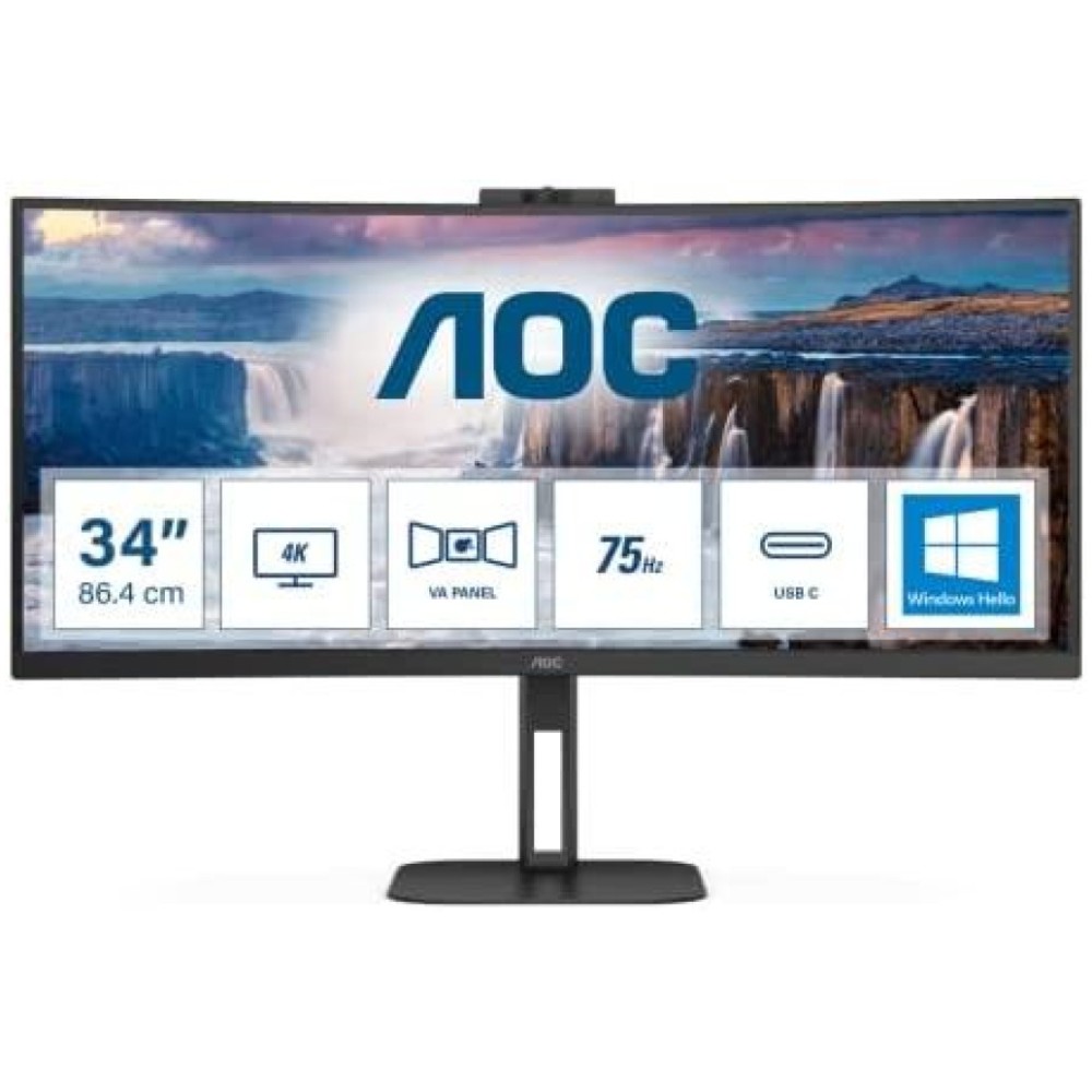 Monitor AOC 86,4 cm (34,0) CU34V5CW 3440x1440 Curved konferenca 100Hz VA 1ms HDMI DisplayPort USB-C 65W 4xUSB3.2 HAS Kamera Zvočniki 2x5W DCI-P3-92% AOC Monitor AOC 86,4 cm (34,0) CU34V5CW 3440x1440 Curved konferenca 100Hz VA 1ms HDMI DisplayPort USB-C 65W 4xUSB3.2 HAS Kamera Zvočniki 2x5W DCI-P3-92%