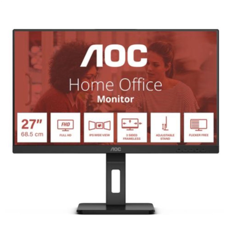 Monitor AOC 68,6 cm (27,0) 27E3QAF 1920x1080 75Hz IPS 4ms VGA HDMI DisplayPort 2xUSB3.2 Pivot Zvočniki 3H sRGB99,9% AdaptiveSync Essential AOC Monitor AOC 68,6 cm (27,0) 27E3QAF 1920x1080 75Hz IPS 4ms VGA HDMI DisplayPort 2xUSB3.2 Pivot Zvočniki 3H sRGB99,9% AdaptiveSync Essential