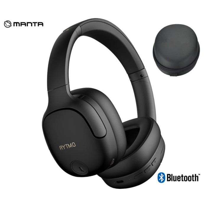 Slušalke brezžične Manta naglavne BT RYTMO ELEGANCE črne ANC Bluetooth ()