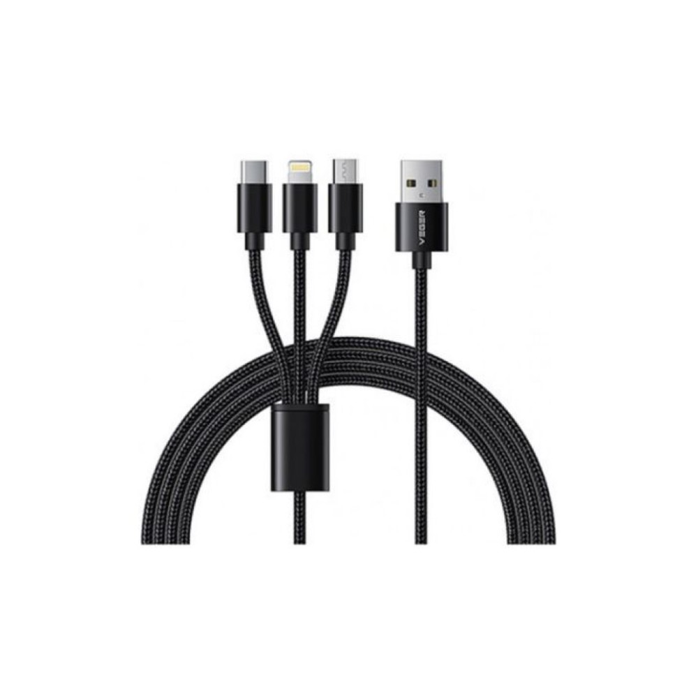 Kabel USB-C => USB-A 3.2 Gen1x1 A 1,50m Vegner USB-C/Lightning/MicroUSB V303 VEGER Kabel USB-C => USB-A 3.2 Gen1x1 A 1,50m Vegner USB-C/Lightning/MicroUSB V303