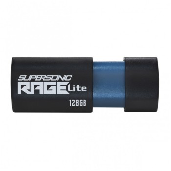Spominski ključek 128GB USB 3.2 Patriot Supersonic Rage Lite 120MB/s gumificiran brez pokrovčka črno-moder (PEF128GRLB32U)