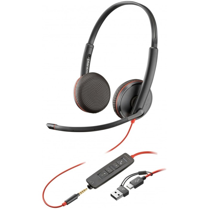 Slušalke žične Poly naglavne z mikrofonom USB USB-C/USB-A/3,5mm Blackwire 3225 črne (8X229AA) Slušalke žične Poly naglavne z mikrofonom USB USB-C/USB-A/3,5mm Blackwire 3225 črne (8X229AA)