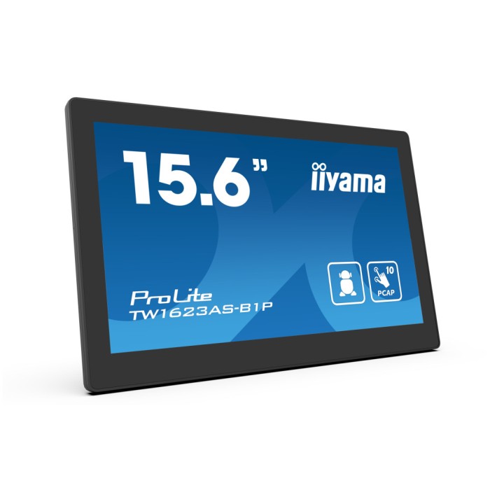 Monitor Iiyama 39,6 cm (15,6") TW1623AS-B3P 1920x1080 PC Android POE IPS 30ms Mini-HDMI 3xUSB2.0 Touch  ProLite touch Android 13, 4GB, 32GB eMMC,