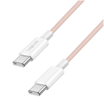 Kabel USB-C (m) => USB-C (m) 2.0 najlon ovoj 1,0m 60W 3A/20V 480Mbps PD3 roza LogiLink (CU0344) Kabel USB-C (m) => USB-C (m) 2.0 najlon ovoj 1,0m 60W 3A/20V 480Mbps PD3 roza LogiLink (CU0344)