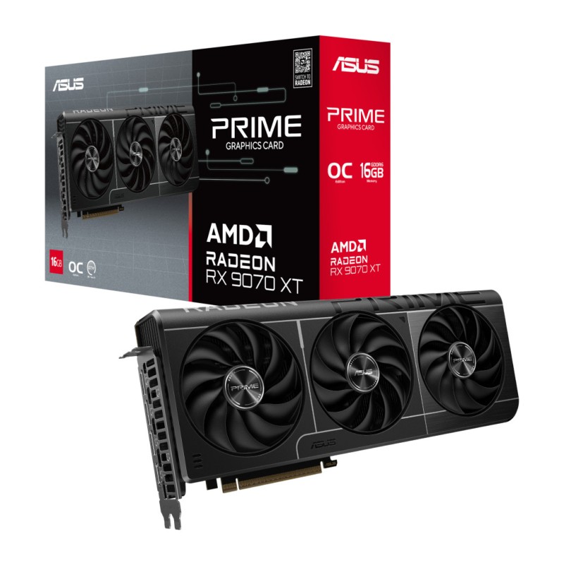 Grafična kartica AMD RX9070 XT Asus Prime OC Edition - 16GB GDDR6  | 1xHDMI 2.1a 3xDisplayport 1.4a (90YV0L71-M0NA00)