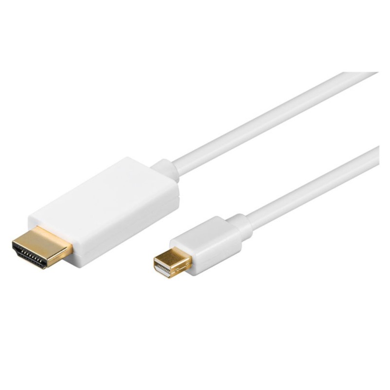 Kabel miniDP => HDMI 1.2 4K@30Hz 2,00m pozlačen bel (52861) Goobay Kabel miniDP => HDMI 1.2 4K@30Hz 2,00m pozlačen bel (52861)