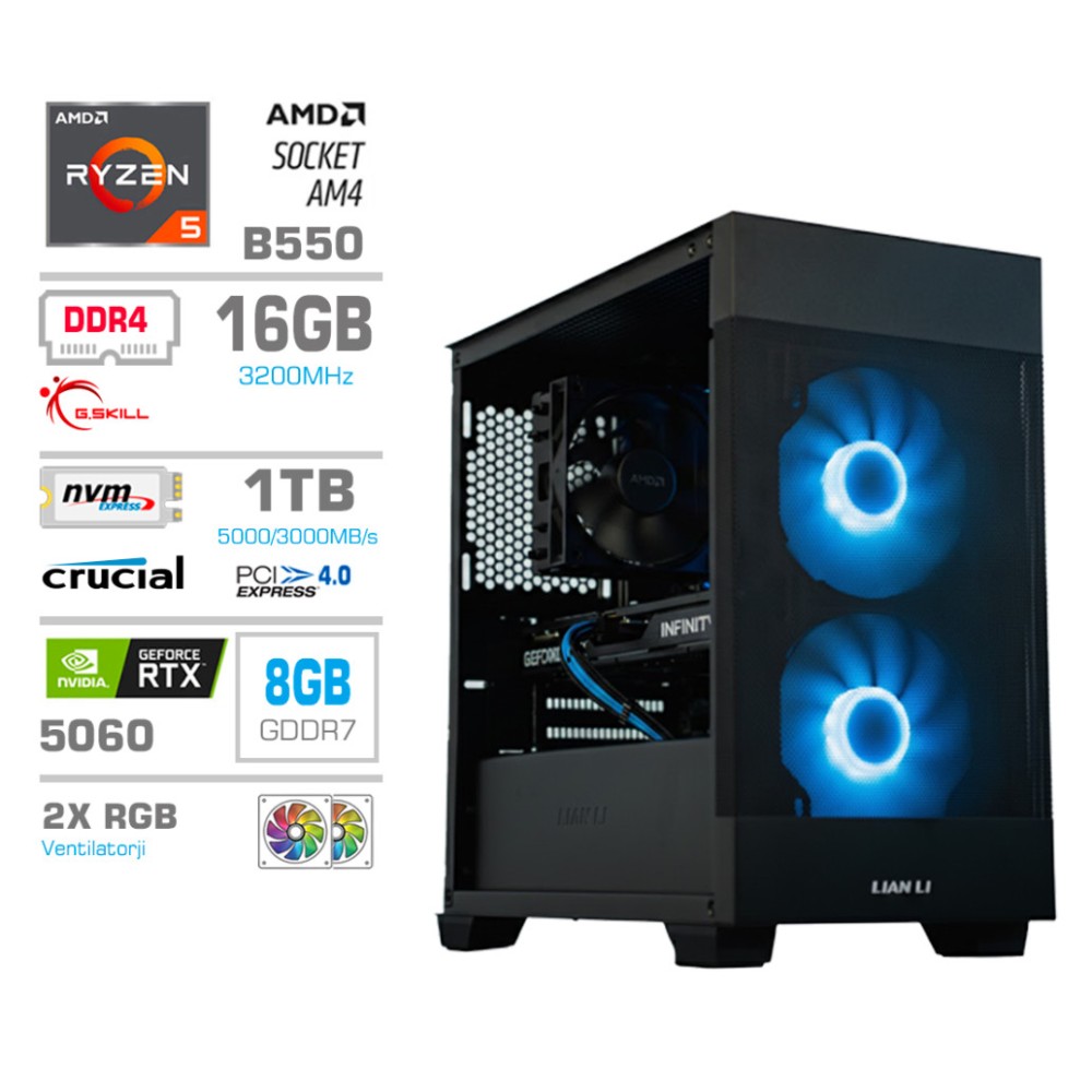 Računalnik MEGA MT S7X R5-5500/RTX5060/16GB/1TB-4.0/750W/Brez OS/črna RGB MEGA Računalnik MEGA MT S7X R5-5500/RTX5060/16GB/1TB-4.0/750W/Brez OS/črna RGB
