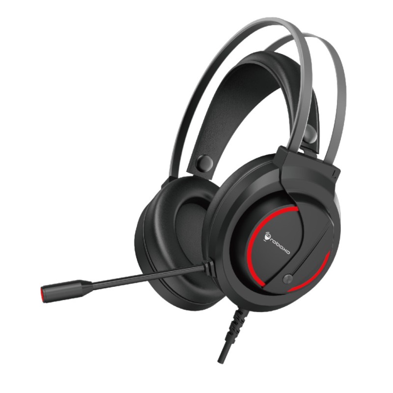 Slušalke žične Robaxo naglavne z mikrofonom USB črne LED (GH212)