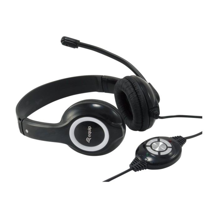 Slušalke žične Equip naglavne z mikrofonom USB črne kontrolnik na kablu (245301) Slušalke žične Equip naglavne z mikrofonom USB črne kontrolnik na kablu (245301)