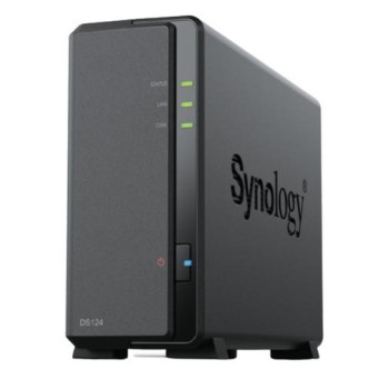 NAS ohišje Synology DS-124 All-In-One server 1x 2,5"/3,5" SATA HDD/SSD, 2x Gigabit LAN, 2x USB 3.0, 1GB RAM