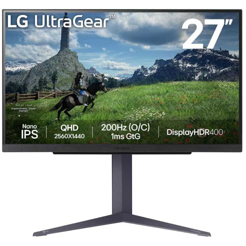 Monitor LG 68,6 cm (27,0) 27GS85Q-B 2560x1440 Gaming 200Hz Nano-IPS 1ms 2xHDMI DisplayPort 2xUSB3.0 Pivot  DCI-P3-98% FreeSync G-Sync Compatible HDR400 UltraGear