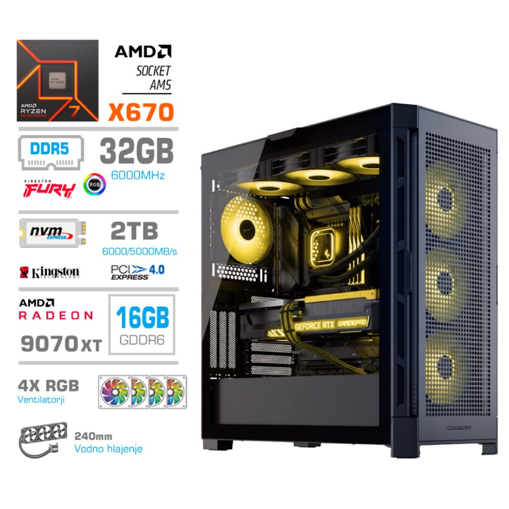 Računalnik MEGA TWR S11 R7-9700X/RX9070 XT/32GB-DDR5/2TB-4.0/1050W/Brez OS/črna RGB + Estetski napajalni kabli [Rumena / Črna]