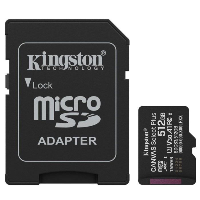 Spominska kartica SDXC-Micro 512GB Kingston Canvas Select Plus Class10 150MB/s/U3 UHS-I +adapter (SDCS3/512GB) Spominska kartica SDXC-Micro 512GB Kingston Canvas Select Plus Class10 150MB/s/U3 UHS-I +adapter (SDCS3/512GB)