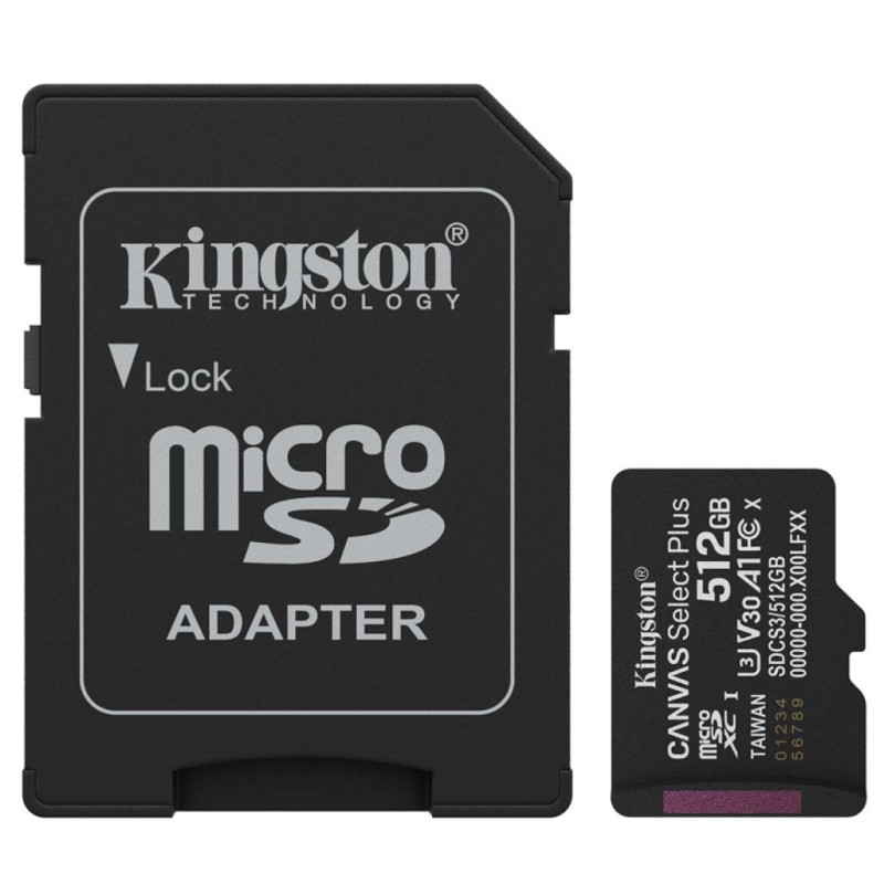 Spominska kartica SDXC-Micro 512GB Kingston Canvas Select Plus Class10 150MB/s/U3 UHS-I +adapter (SDCS3/512GB)