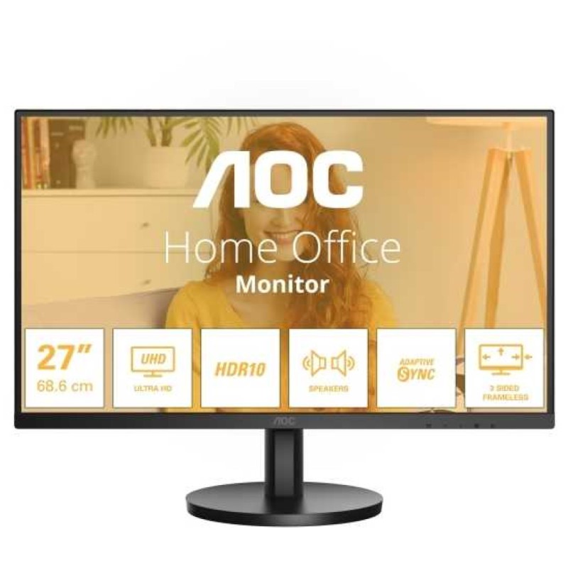 Monitor AOC 68,6 cm (27,0) U27B3A 3840x2160 IPS 4ms 2xHDMI DisplayPort Zvočniki  3H AdaptiveSync HDR10 BasicLine