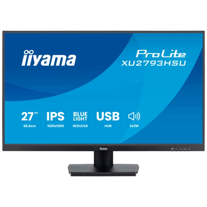 Monitor Iiyama 68,6 cm (27,0") XU2793HSU-B7 1920x1080 100Hz IPS 1ms HDMI DisplayPort 2xUSB2.0 Zvočniki  3H sRGB96% ProLite