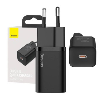 Hišni polnilec 25W 100-240V => USB-C (ž) hitri Baseus 25W QuickCharge Super Si 1C črn (CCSP020101) Hišni polnilec 25W 100-240V => USB-C (ž) hitri Baseus 25W QuickCharge Super Si 1C črn (CCSP020101)