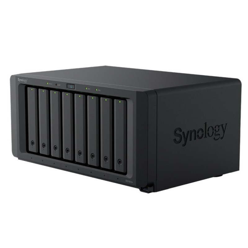 NAS ohišje Synology DS1825+ 8x3.5 SATA HDD/SSD 2xM.2 2280 NVMe SSD AMD Ryzen Quad-Core 2.2 GHz 8GB DDR4 2xRJ-45 2.5GbE LAN 3xUSB 3.2, 2 x USB-C expansion ports 1xGen3 x8 PCIe