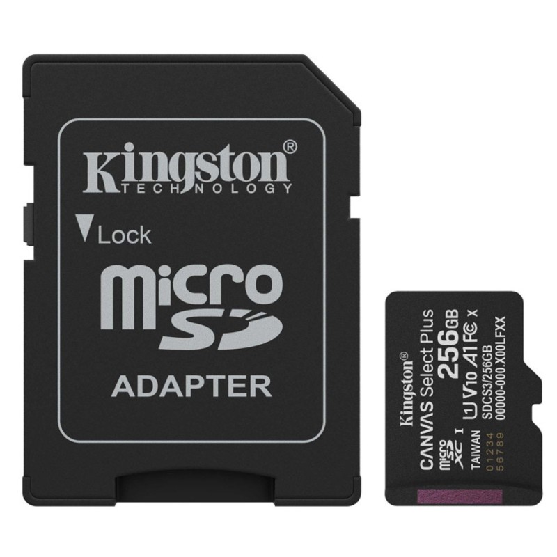 Spominska kartica SDXC 256GB Kingston Canvas Select Plus 100MB/s/85MB/s U1 V10 UHS-I +adapter (SDCS3/256GB)