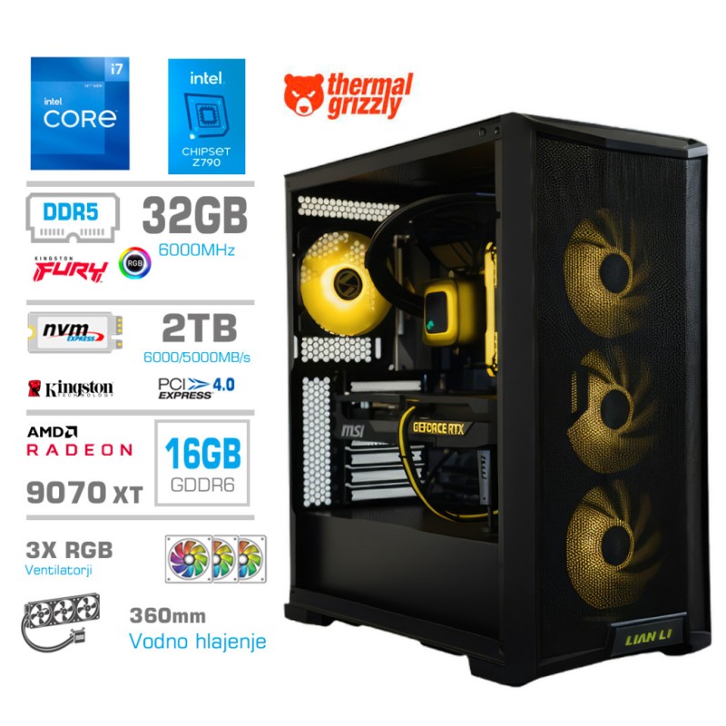 Računalnik MEGA TWR S10 i7-12700K/RX9070 XT/32GB-DDR5/2TB-4.0/1050W/Brez OS/črna RGB + Estetski napajalni kabli [Rumena / Črna]