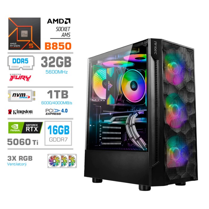 Računalnik MEGA MT S7 R5-9600X/RTX5060Ti-16GB/32GB-DDR5/1TB-4.0/750W/Brez OS RGB Računalnik MEGA MT S7 R5-9600X/RTX5060Ti-16GB/32GB-DDR5/1TB-4.0/750W/Brez OS RGB