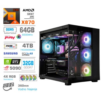 Računalnik MEGA MT S5 R9-9950X3D/RTX5090/64GB-DDR5/4TB-4.0/1050W/Brez OS/črna RGB Računalnik MEGA MT S5 R9-9950X3D/RTX5090/64GB-DDR5/4TB-4.0/1050W/Brez OS/črna RGB