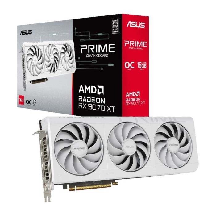 Grafična kartica AMD RX9070 XT Asus Prime OC Edition bela - 16GB GDDR6  | 1xHDMI 2.1b 3xDisplayport 2.1b (90YV0L75-M0NA00)