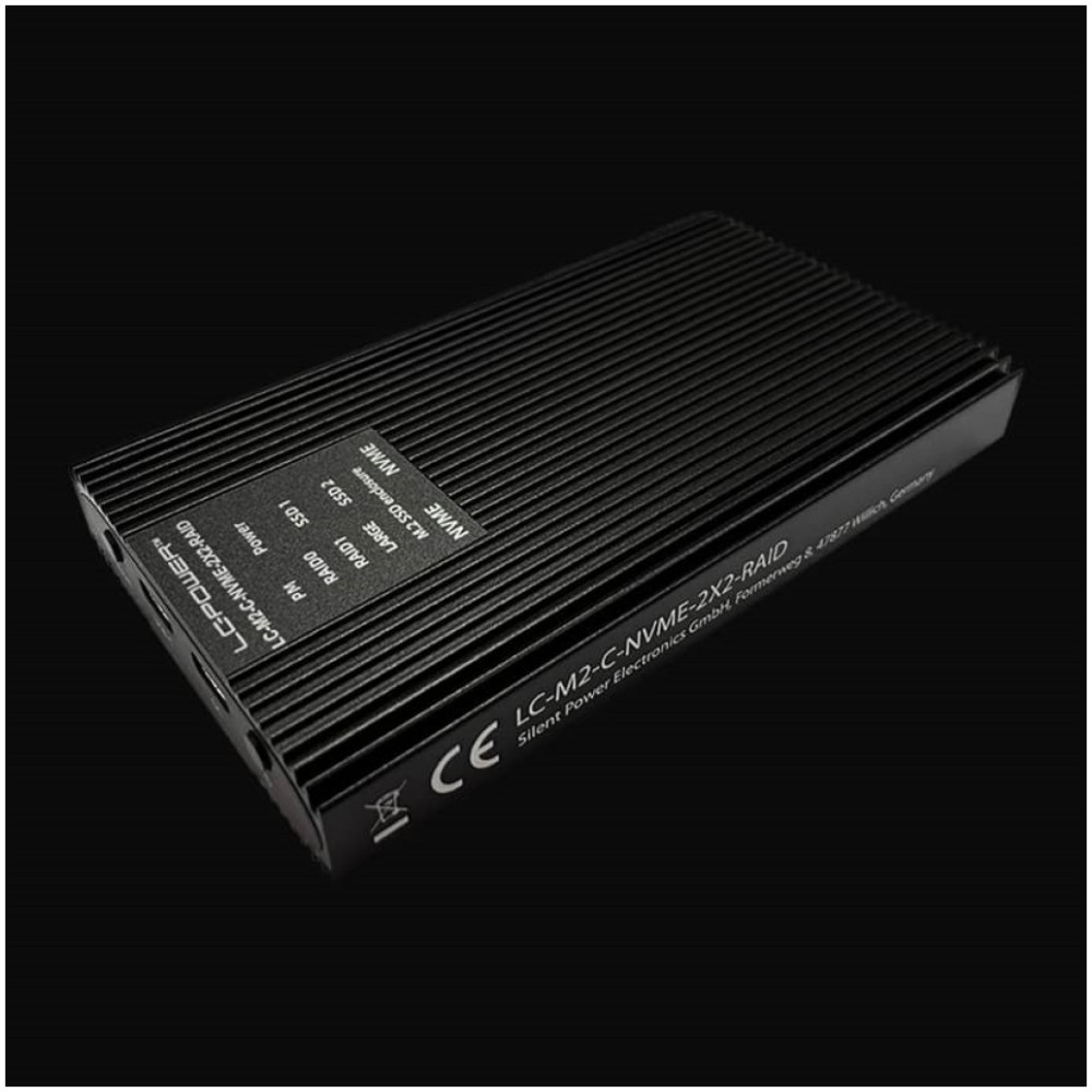 Ohišje za SSD disk M.2 => USB-C PCIe NVMe USB 3.2 Gen2 RAID 0/1 aluminij LC-Power (LC-M2-C-NVME-2X2-RAID)