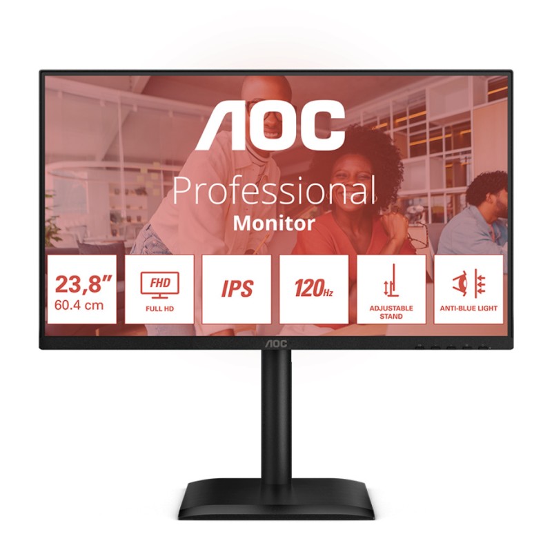 Monitor AOC 60,5 cm (23,8) 24E4U 1920x1080 120Hz IPS 4ms VGA HDMI DisplayPort 4xUSB3.2 Pivot Zvočniki  3H AdaptiveSync HDR