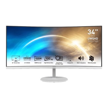 Monitor MSI 86,4 cm (34,0") MP341CQWD 3440x1440 Curved 100Hz VA 1ms 2xHDMI DisplayPort Zvočniki  sRGB116,25% FreeSync PRO-Serija Bele barve