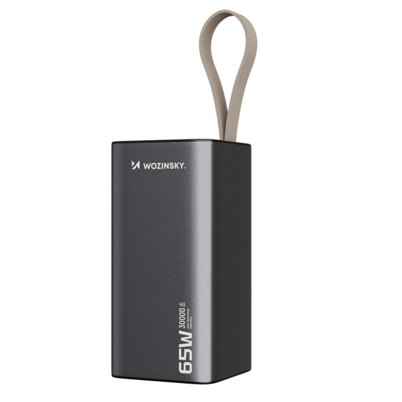 Prenosna baterija Wozinsky K65+ 65W 30000mAh 2xUSB-C 1xUSB-A siv