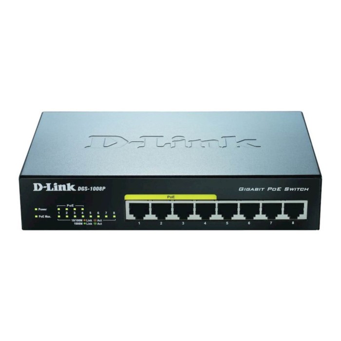 STIKALO 8-PORT D-link 100/1000 1000 (DGS-1008P/E)