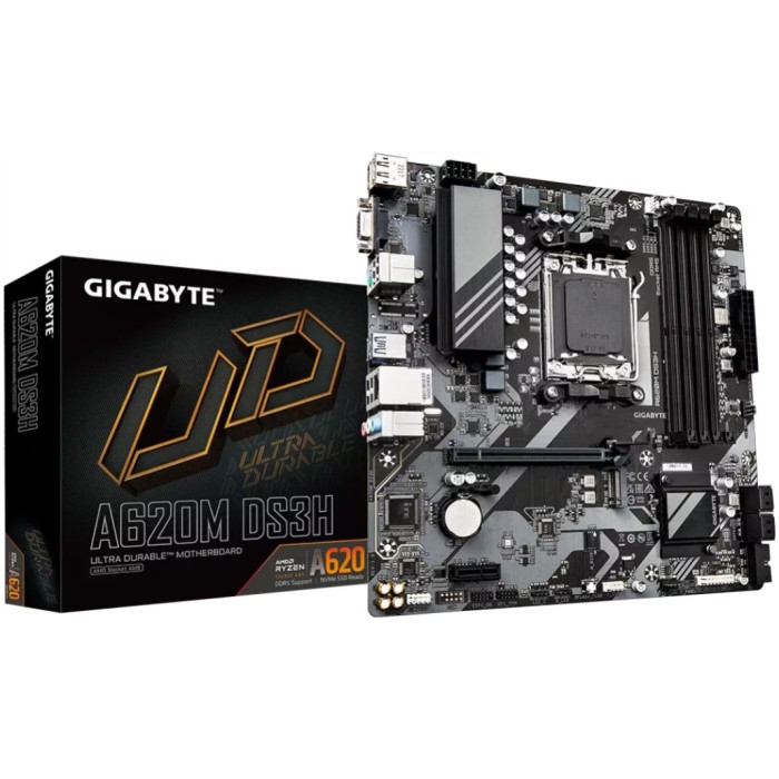 Osnovna plošča AM5 GigaByte A620M DS3H microATX 1xDVI-D 1xHDMI 2.1 1xDisplayPort 1.4 Osnovna plošča AM5 GigaByte A620M DS3H microATX 1xDVI-D 1xHDMI 2.1 1xDisplayPort 1.4