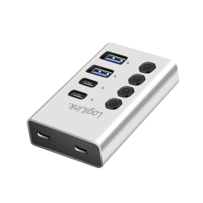 HUB USB-A/C => 2x USB-A 2x USB-C z napajanjem 5Gbps/s 3.2Gen1 s stikali LogiLink (UA0446)