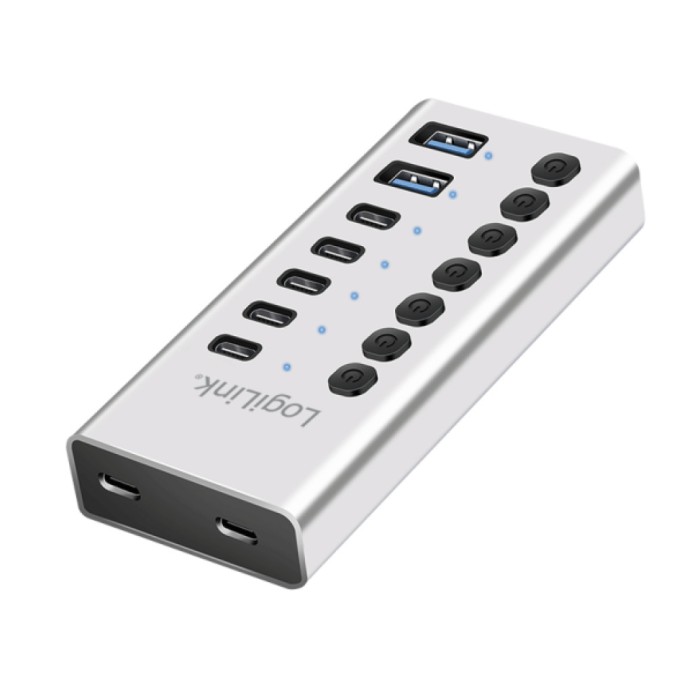 HUB USB-A/C => 2x USB-A 5x USB-C z napajanjem 5Gbps/s 3.2Gen1 s stikali LogiLink (UA0447)