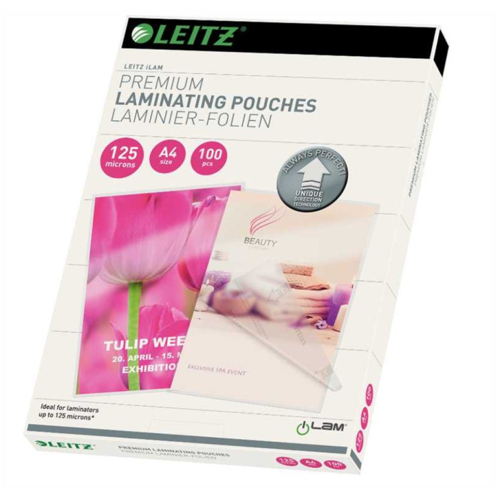 Žepki za plastificiranje leitz a4 125mic s smernimi puščicami 1/100 74810000