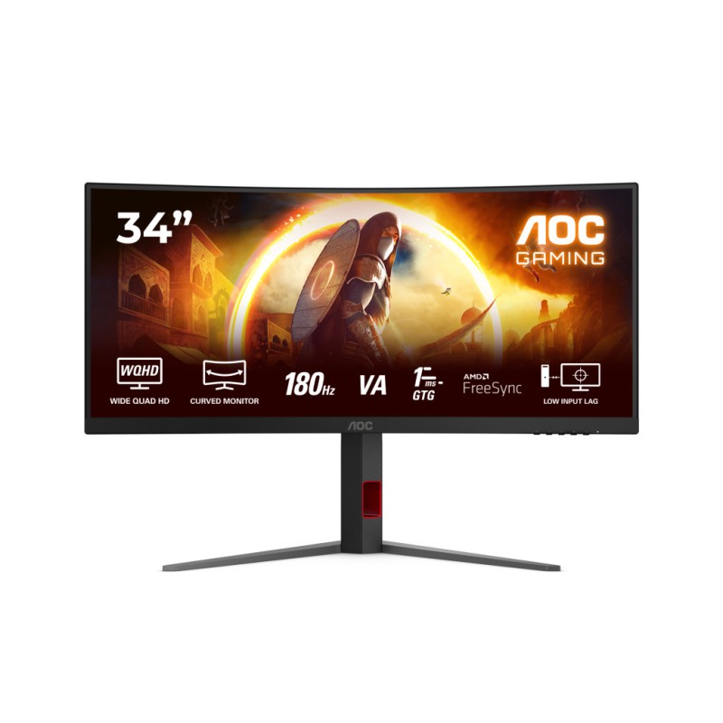 Monitor AOC 86,4 cm (34,0) CU34G4 3440x1440 Curved Gaming 180Hz Fast-VA 0,5ms 2xHDMI DisplayPort HAS DCI-P3-92% AdaptiveSync HDR10 G4 AOC Monitor AOC 86,4 cm (34,0) CU34G4 3440x1440 Curved Gaming 180Hz Fast-VA 0,5ms 2xHDMI DisplayPort HAS DCI-P3-92% AdaptiveSync HDR10 G4
