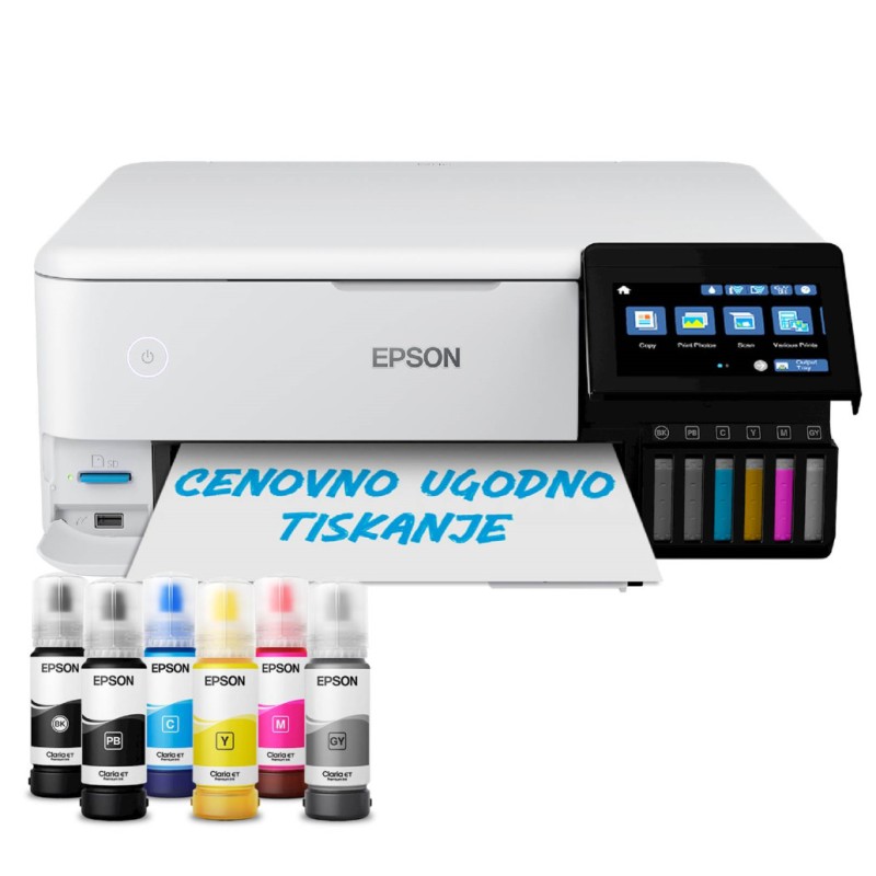 Tiskalnik multifunkcijski brizgalni barvni Epson EcoTank L8160 A4 duplex tisk enostransko skeniranje USB LAN WiFi 16ppm (C11CJ20402)