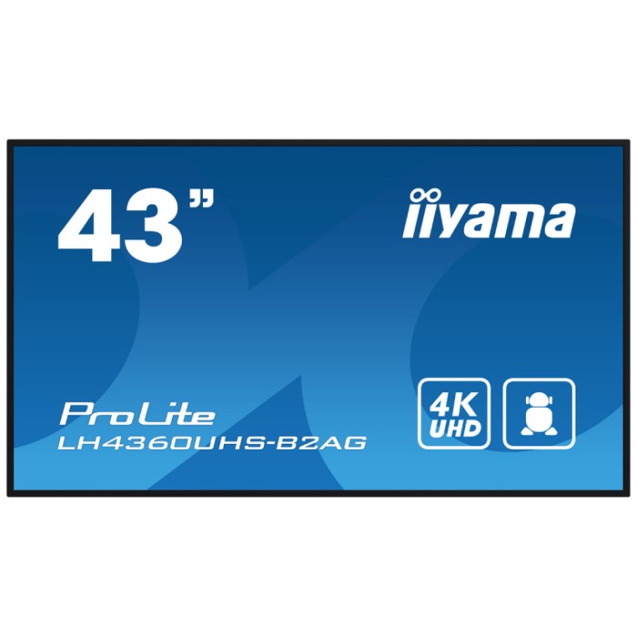 Monitor Iiyama 108 cm (42,5") LH4360UHS-B2AG 3840x2160 LFD VA 6,5ms 3xHDMI 2xUSB2.0 Zvočniki 2x10W  NTSC87% RJ45 RS-232 ProLite