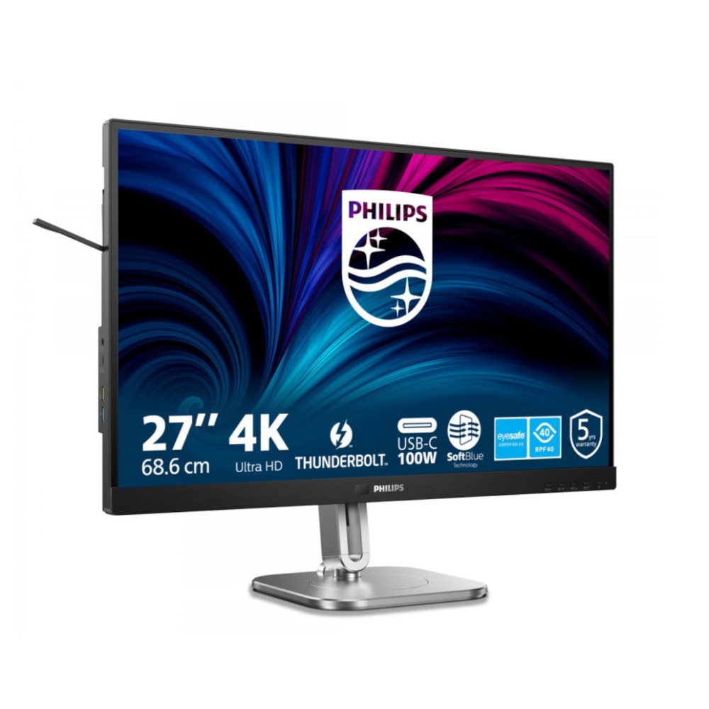 Monitor Philips 68,6 cm (27,0) 27B2U6903 4K POS IPS 4ms 2xHDMI DisplayPort Thunderbolt4 USB-C 100W Thunderbolt4-Out 4xUSB3.2 USB-C-Out Pivot Zvočniki 2x3W  sRGB98% RJ45 KVM Serija 6000