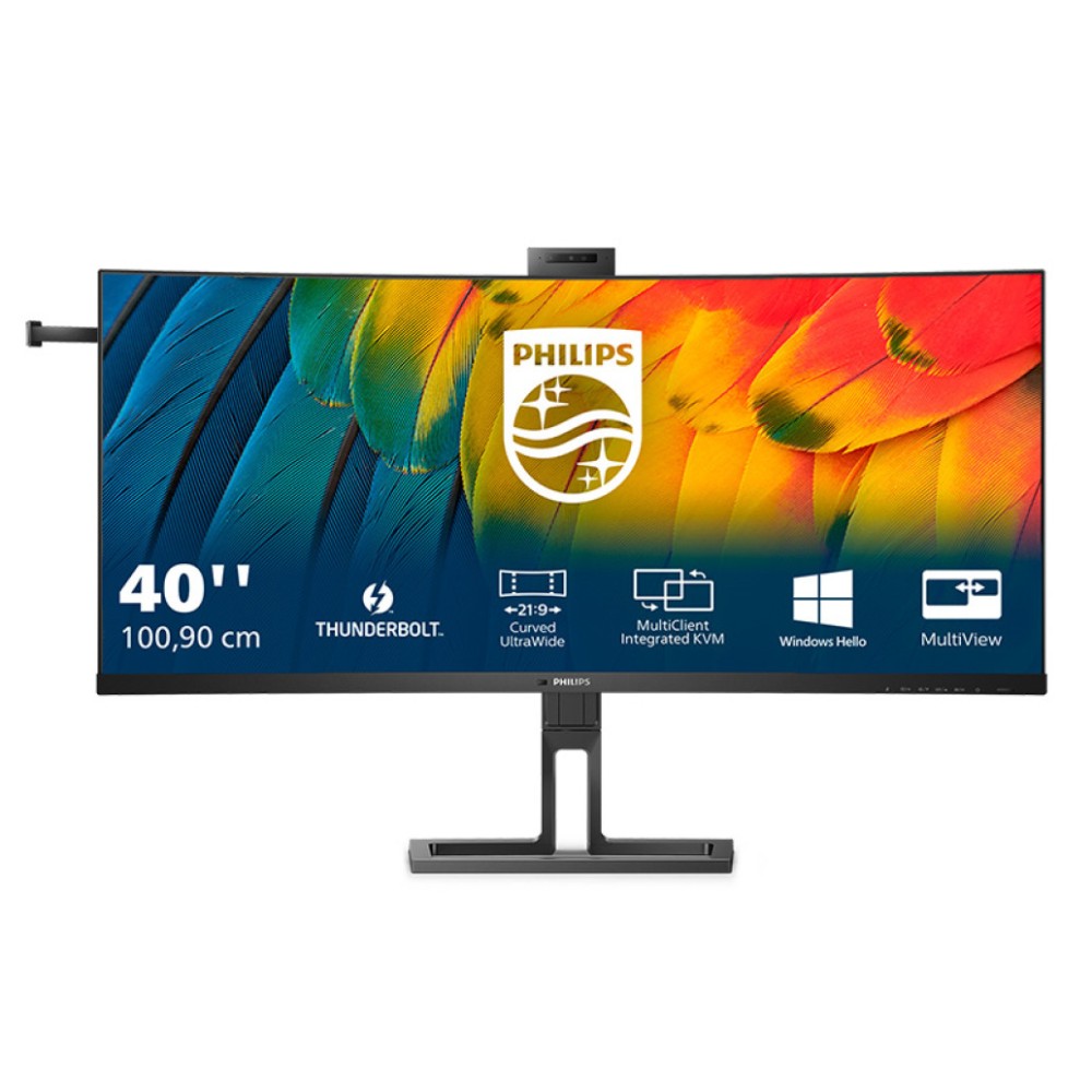 Monitor Philips 101,6 cm (40,0) 40B1U6903CH 5120x2160 Curved 75Hz IPS 4ms 2xHDMI DisplayPort Thunderbolt4 USB-C 90W 4xUSB3.2 HAS Kamera Zvočniki 2x5W  DCI-P3-98% SeparateSync RJ45 KVM HDR10