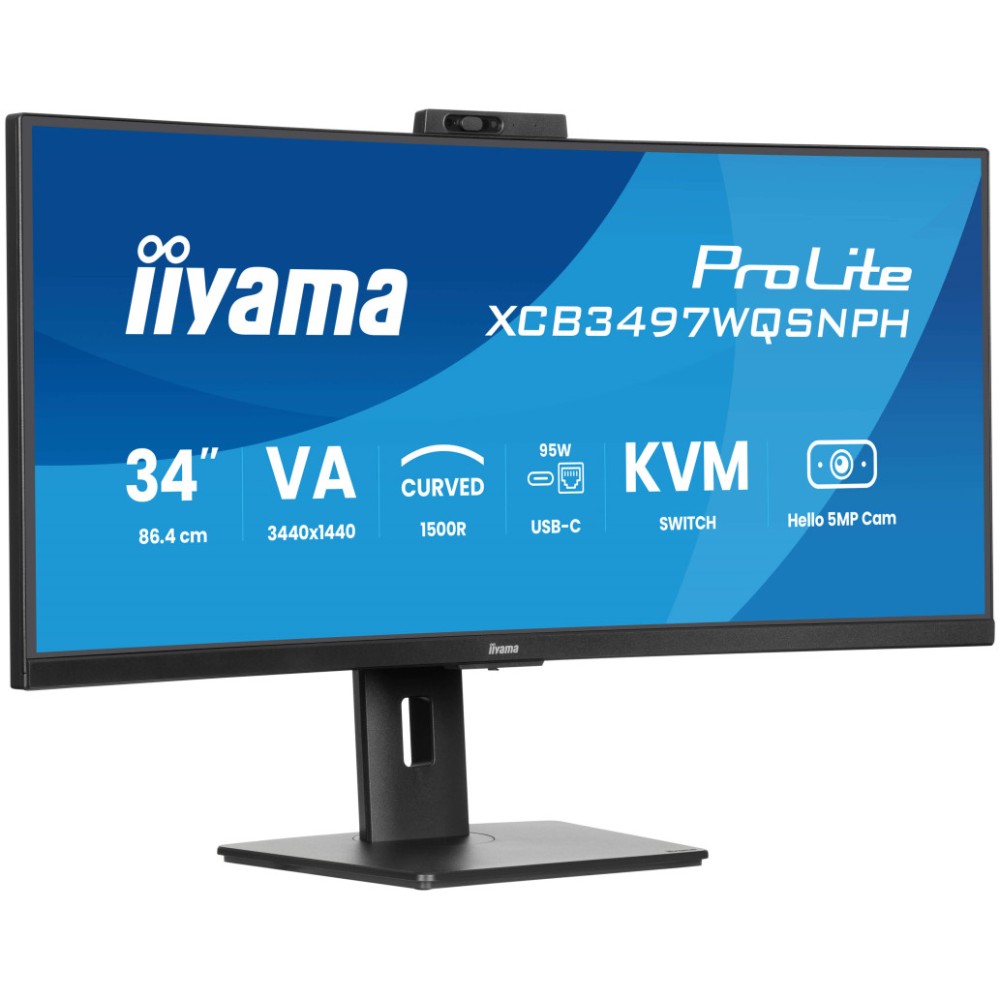 Monitor Iiyama 86,4 cm (34,0) XCB3497WQSNPH-B1 3440x1440 Curved 120Hz VA 0,4ms 2xHDMI DisplayPort USB-C 95W 2xUSB3.2 2xUSB-C-Out Pivot Zvočniki 2x5W DCI-P3-90% FreeSync Premium RJ45 KVM Iiyama Monitor Iiyama 86,4 cm (34,0) XCB3497WQSNPH-B1 3440x1440 Curved 120Hz VA 0,4ms 2xHDMI DisplayPort USB-C 95W 2xUSB3.2 2xUSB-C-Out Pivot Zvočniki 2x5W DCI-P3-90% FreeSync Premium RJ45 KVM