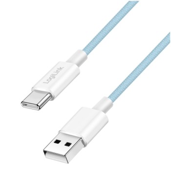 Kabel USB-C (m) => USB-A (m) 2.0 najlon ovoj 1,50m 60W 3A/20V 480Mbps PD3 moder LogiLink (CU0331)