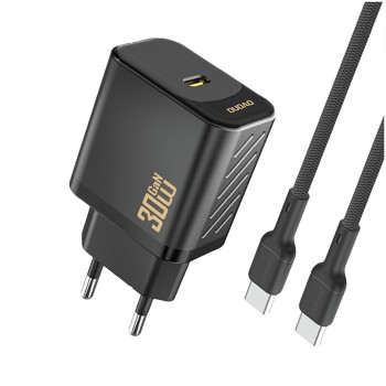 Hišni polnilec 100-240V => 1x USB-C 30W GaN PD s priloženim kablom USB-C črn Dudao (A27PCEU-Black)