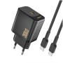 Hišni polnilec 100-240V => 1x USB-C 30W GaN PD s priloženim kablom USB-C črn Dudao (A27PCEU-Black)