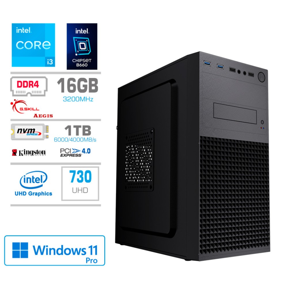 Računalnik MEGA MT S4 i3-14100/Intel 730/16GB/1TB/450W/Win11Pro MEGA Računalnik MEGA MT S4 i3-14100/Intel 730/16GB/1TB/450W/Win11Pro