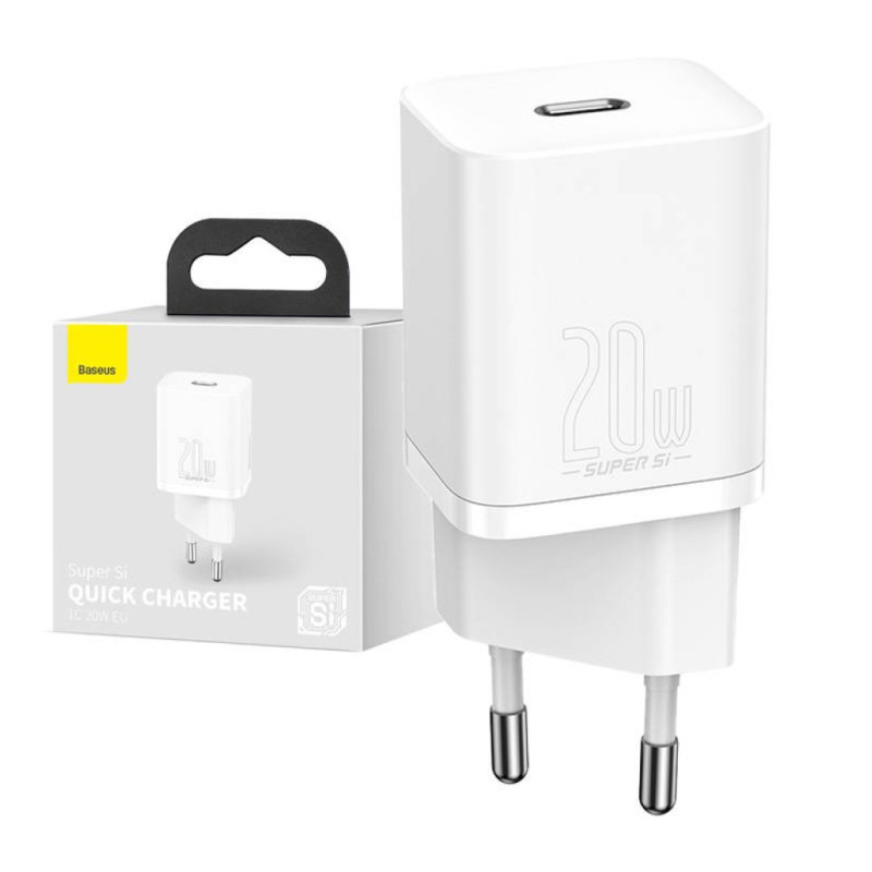 Hišni polnilec 100-240V => 1x USB-C 20W PD3.0 QC3.0 PPS BASEUS Super Si (CCSUP-B02) Baseus Hišni polnilec 100-240V => 1x USB-C 20W PD3.0 QC3.0 PPS BASEUS Super Si (CCSUP-B02)