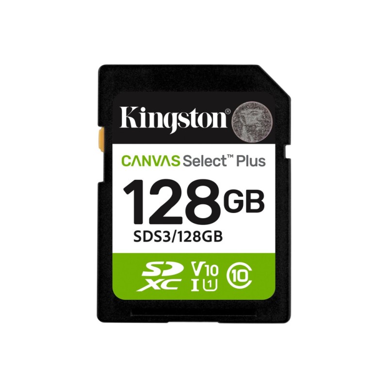 Spominska kartica SDXC 128GB Kingston Canvas Select Plus 150MB/s/40MB/s U1 V10 UHS-I (SDS3/128GB) KINGSTON Spominska kartica SDXC 128GB Kingston Canvas Select Plus 150MB/s/40MB/s U1 V10 UHS-I (SDS3/128GB)